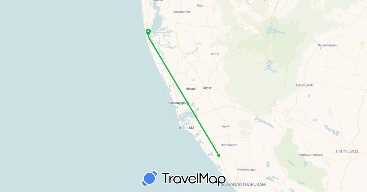 TravelMap itinerary: driving, bus in India (Asia)